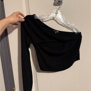 Fashion Nova Black Asymmetrical Crop Top